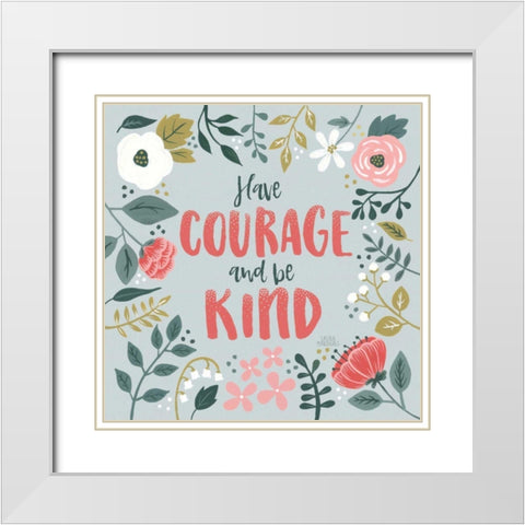 Wildflower Daydreams II Have Courage White Modern Wood Framed Art Print with Double Matting by Marshall, Laura