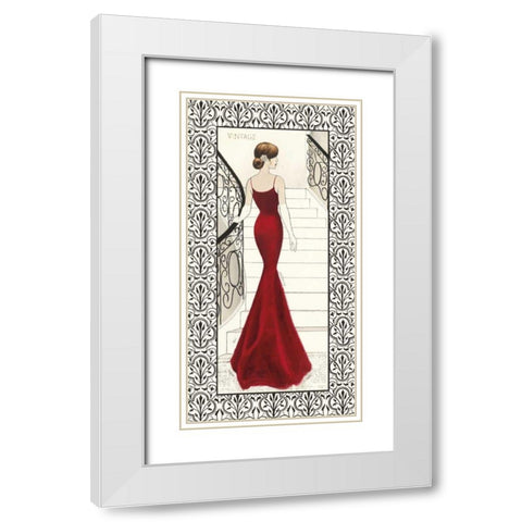 La Belle Rouge with Floral Cartouche Border White Modern Wood Framed Art Print with Double Matting by Adams, Emily