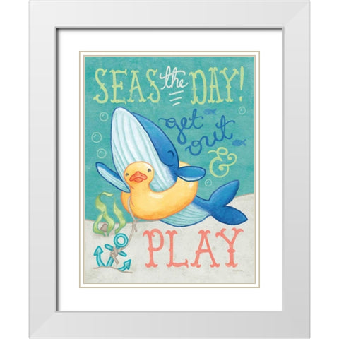 Ocean Friends V White Modern Wood Framed Art Print with Double Matting by Urban, Mary