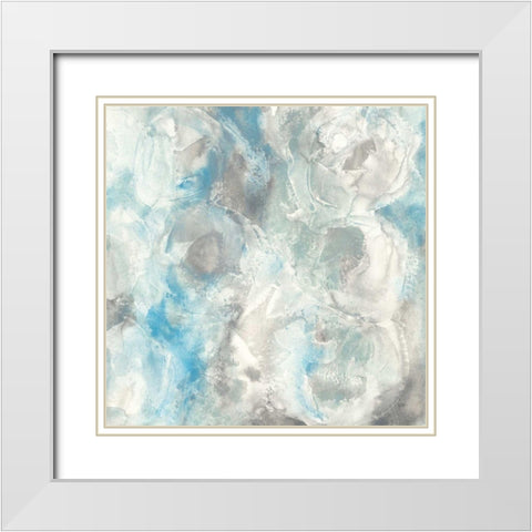 Pale Blue Circles I White Modern Wood Framed Art Print with Double Matting by Paschke, Chris