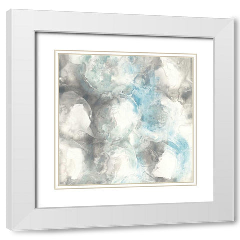 Pale Blue Circles II White Modern Wood Framed Art Print with Double Matting by Paschke, Chris