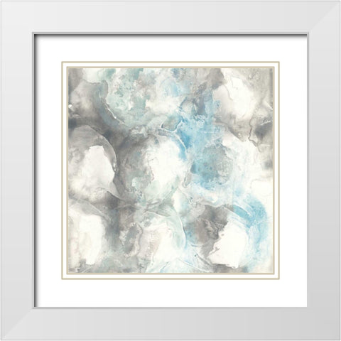 Pale Blue Circles II White Modern Wood Framed Art Print with Double Matting by Paschke, Chris
