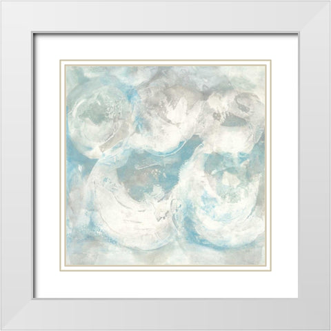 Pale Blue Circles IV White Modern Wood Framed Art Print with Double Matting by Paschke, Chris