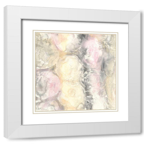 Blush Circles I White Modern Wood Framed Art Print with Double Matting by Paschke, Chris