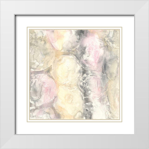 Blush Circles I White Modern Wood Framed Art Print with Double Matting by Paschke, Chris