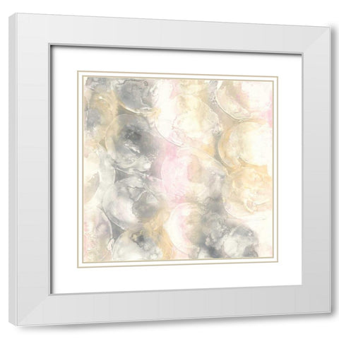 Blush Circles II White Modern Wood Framed Art Print with Double Matting by Paschke, Chris