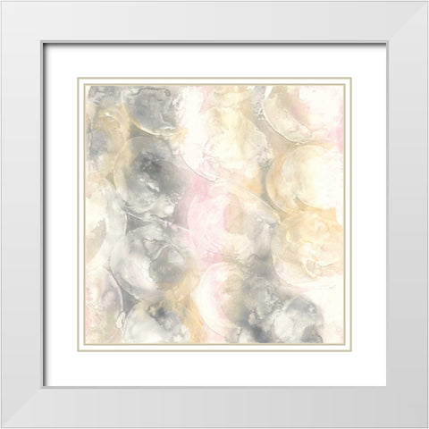 Blush Circles II White Modern Wood Framed Art Print with Double Matting by Paschke, Chris