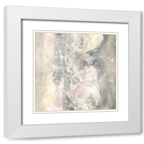 Blushing Snowflakes I White Modern Wood Framed Art Print with Double Matting by Paschke, Chris