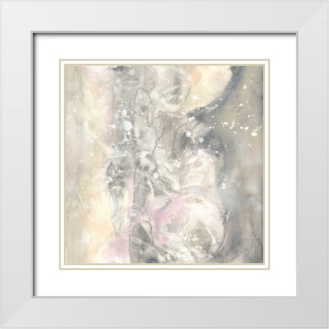Blushing Snowflakes I White Modern Wood Framed Art Print with Double Matting by Paschke, Chris