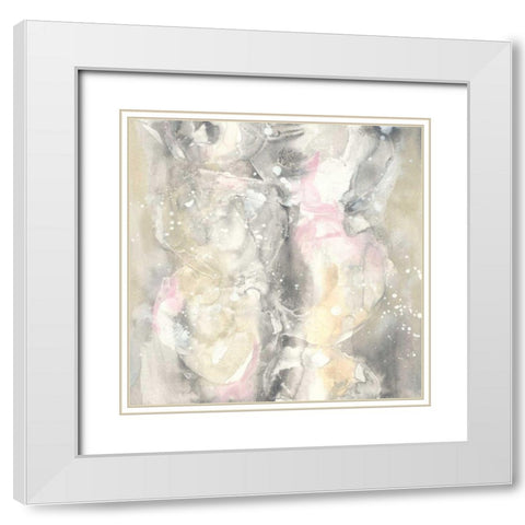 Blushing Snowflakes II White Modern Wood Framed Art Print with Double Matting by Paschke, Chris