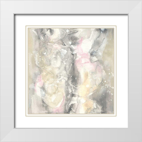 Blushing Snowflakes II White Modern Wood Framed Art Print with Double Matting by Paschke, Chris
