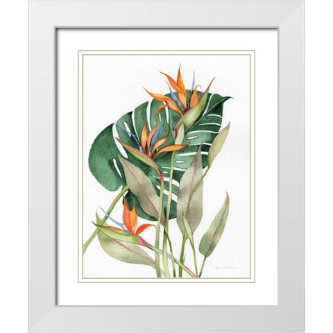 Botanical Birds of Paradise White Modern Wood Framed Art Print with Double Matting by McKenna, Kathleen Parr