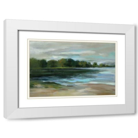 Lake Afternoon Stillness White Modern Wood Framed Art Print with Double Matting by Vassileva, Silvia