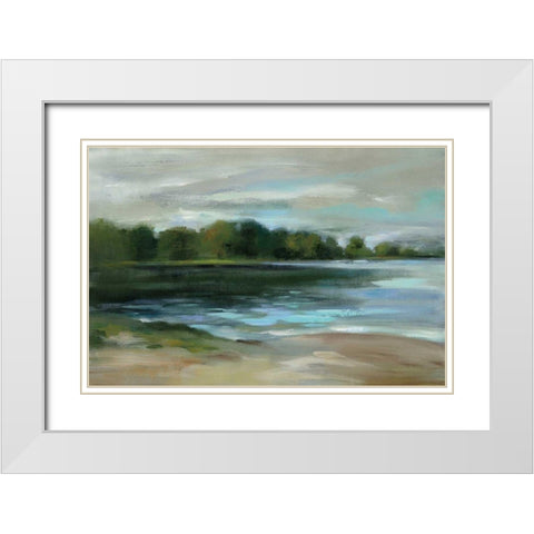 Lake Afternoon Stillness White Modern Wood Framed Art Print with Double Matting by Vassileva, Silvia
