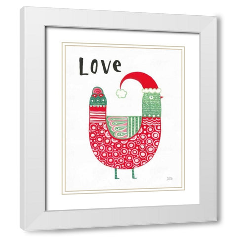 Christmas Tweets I White Modern Wood Framed Art Print with Double Matting by Averinos, Melissa