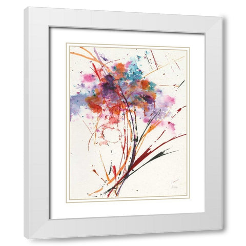 Floral Explosion I White Modern Wood Framed Art Print with Double Matting by Griggs, Jan