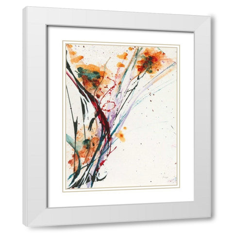 Floral Explosion II White Modern Wood Framed Art Print with Double Matting by Griggs, Jan