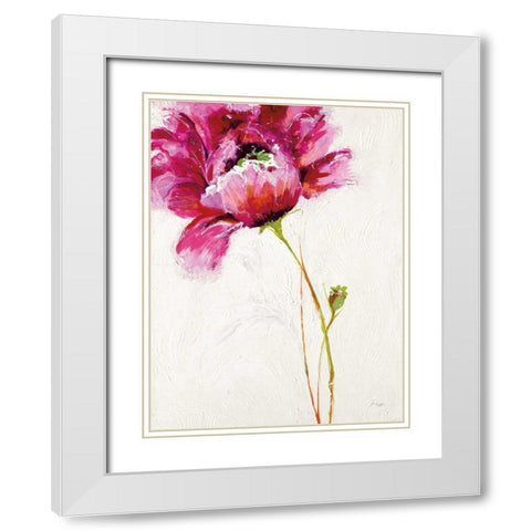 Big Red Blossom White Modern Wood Framed Art Print with Double Matting by Griggs, Jan