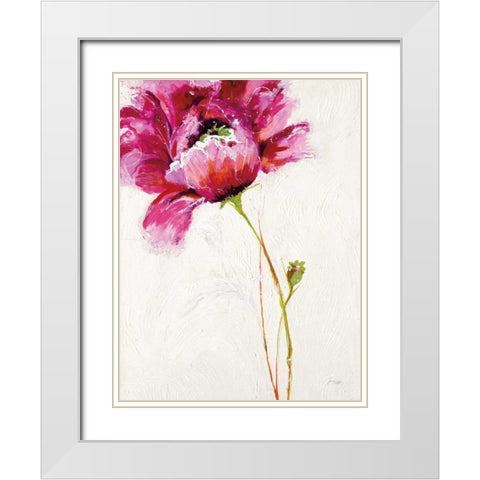 Big Red Blossom White Modern Wood Framed Art Print with Double Matting by Griggs, Jan