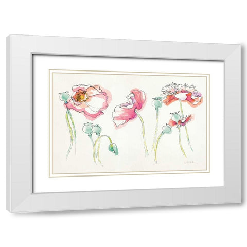 Pink Somniferums Bright White Modern Wood Framed Art Print with Double Matting by Novak, Shirley
