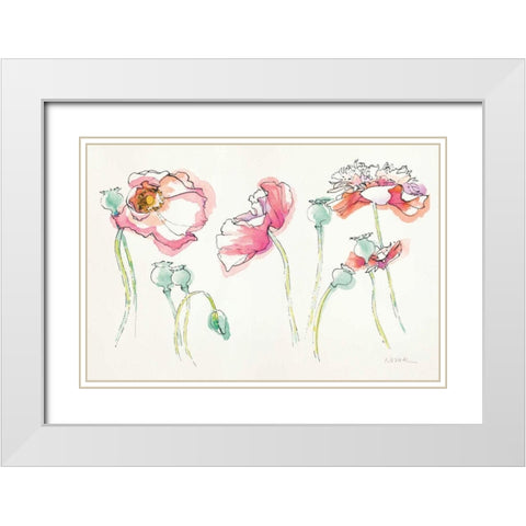 Pink Somniferums Bright White Modern Wood Framed Art Print with Double Matting by Novak, Shirley