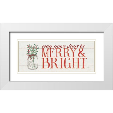 Merry and Bright White Modern Wood Framed Art Print with Double Matting by Penner, Janelle