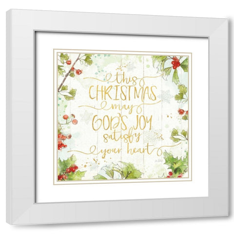 Christmas Sentiments III Gold on Wood White Modern Wood Framed Art Print with Double Matting by Pertiet, Katie