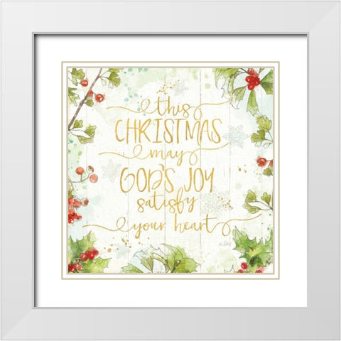 Christmas Sentiments III Gold on Wood White Modern Wood Framed Art Print with Double Matting by Pertiet, Katie
