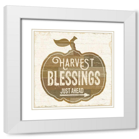 Harvest Blessings Just Ahead White Modern Wood Framed Art Print with Double Matting by Pela Studio