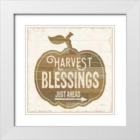 Harvest Blessings Just Ahead White Modern Wood Framed Art Print with Double Matting by Pela Studio