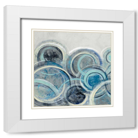 Variation Blue Grey II White Modern Wood Framed Art Print with Double Matting by Vassileva, Silvia