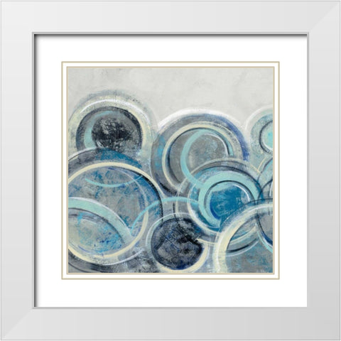 Variation Blue Grey II White Modern Wood Framed Art Print with Double Matting by Vassileva, Silvia