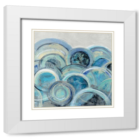 Variation Blue Grey III White Modern Wood Framed Art Print with Double Matting by Vassileva, Silvia