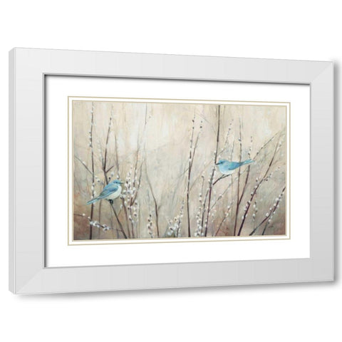 Pretty Birds Neutral White Modern Wood Framed Art Print with Double Matting by Purinton, Julia