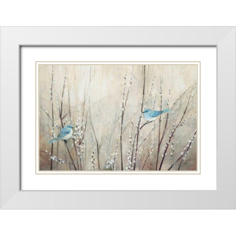 Pretty Birds Neutral White Modern Wood Framed Art Print with Double Matting by Purinton, Julia