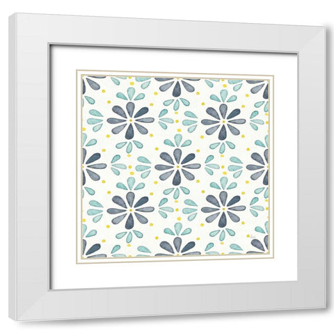 Garden Getaway Pattern XIII White Modern Wood Framed Art Print with Double Matting by Marshall, Laura