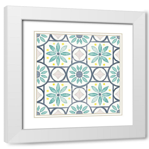 Garden Getaway Pattern XV White Modern Wood Framed Art Print with Double Matting by Marshall, Laura