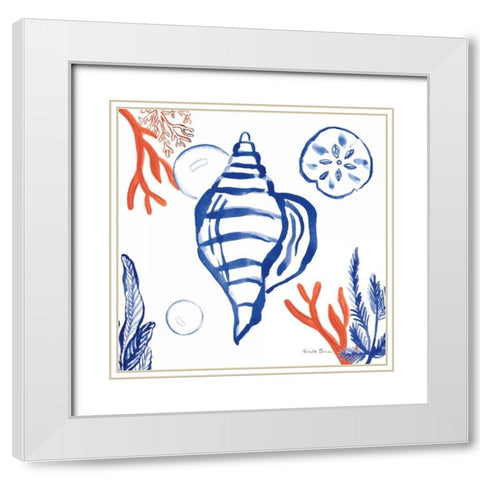 Coastal Jewels II White Modern Wood Framed Art Print with Double Matting by Zaman, Farida