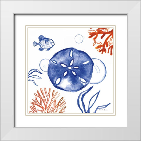 Coastal Jewels IV White Modern Wood Framed Art Print with Double Matting by Zaman, Farida