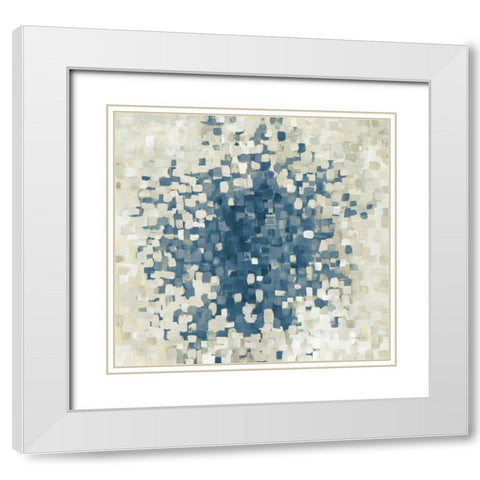 Summer Blocks Blue White Modern Wood Framed Art Print with Double Matting by Nai, Danhui