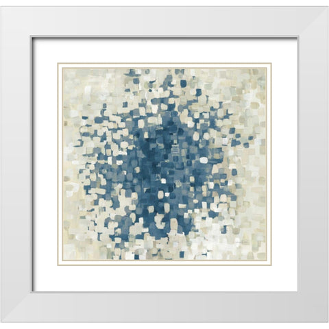 Summer Blocks Blue White Modern Wood Framed Art Print with Double Matting by Nai, Danhui