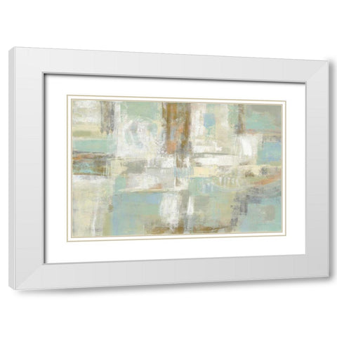 Shades of Celedon White Modern Wood Framed Art Print with Double Matting by Vassileva, Silvia
