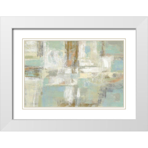Shades of Celedon White Modern Wood Framed Art Print with Double Matting by Vassileva, Silvia