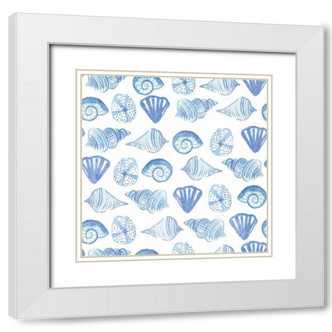 Coastal Birds Pattern IV White Modern Wood Framed Art Print with Double Matting by Zaman, Farida