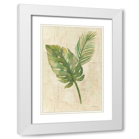 Tropical Leaves Neutral White Modern Wood Framed Art Print with Double Matting by Hristova, Albena