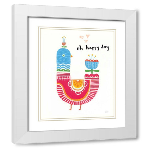 Blossom Birds I White Modern Wood Framed Art Print with Double Matting by Averinos, Melissa