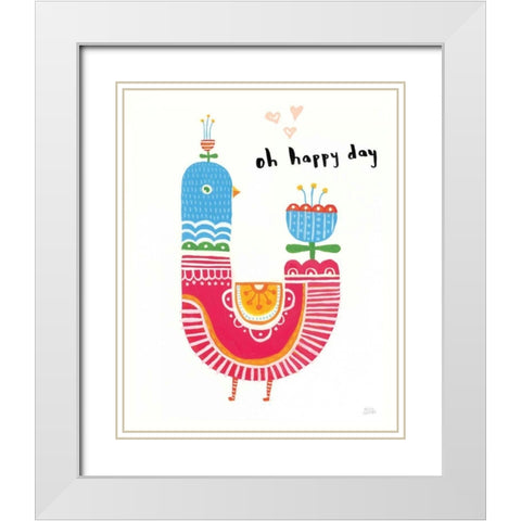 Blossom Birds I White Modern Wood Framed Art Print with Double Matting by Averinos, Melissa