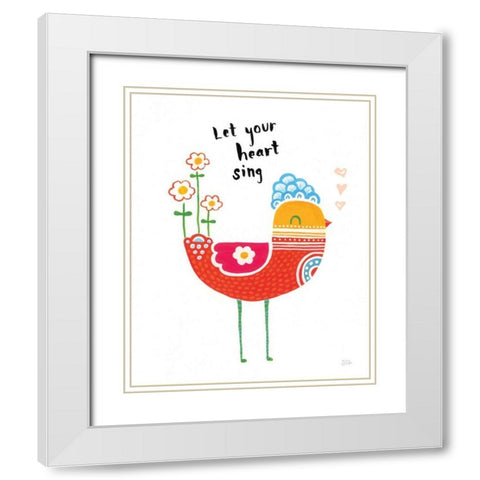 Blossom Birds III White Modern Wood Framed Art Print with Double Matting by Averinos, Melissa