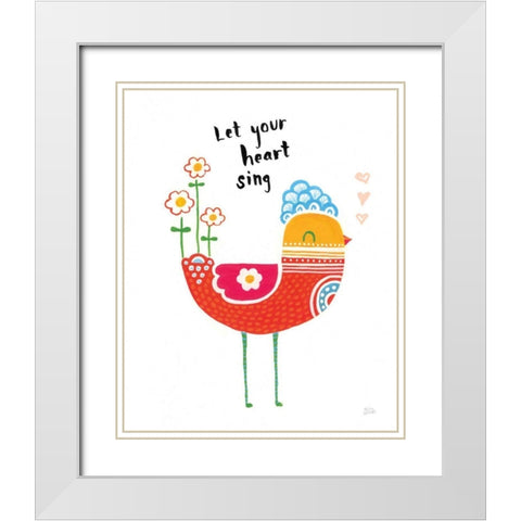 Blossom Birds III White Modern Wood Framed Art Print with Double Matting by Averinos, Melissa