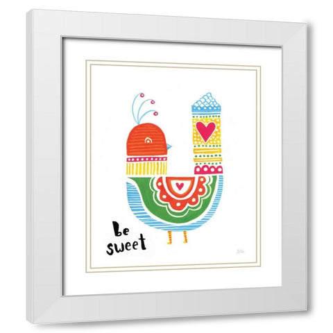 Blossom Birds IV White Modern Wood Framed Art Print with Double Matting by Averinos, Melissa